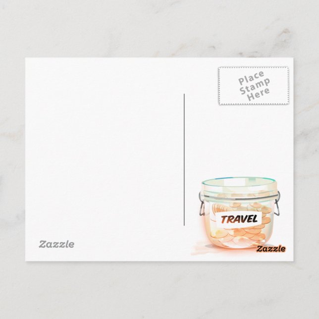 Carte Postale Pot en verre pour l'argent de voyage (Dos)