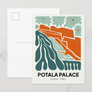 Carte Postale Potala Palace Lhasa Tibet Voyage abstrait floral