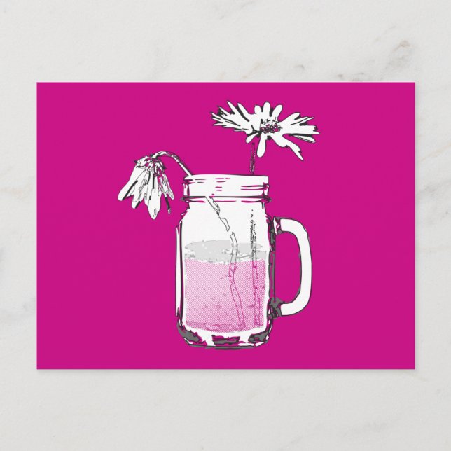 Carte Postale pots de fleurs en marguerites (Devant)