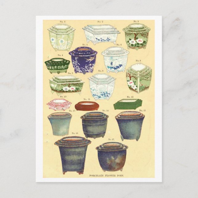 Carte Postale Pots vintages en porcelaine japonaise (Devant)