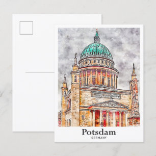 Carte Postale Potsdam Allemagne Voyage Aquarelle main tirée