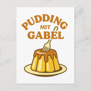 Carte Postale Pouding avec fourchette design amusant