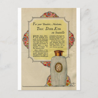 Carte Postale Poudre Djer Kiss Talc vintage et 1924