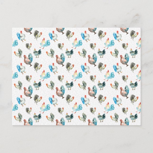 Carte Postale Poules de campagne amoureuses de poulets (Devant)