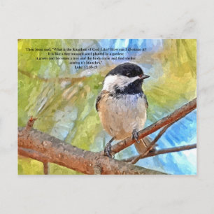 Carte Postale Poulet d'aquarelle avec versets bibliques