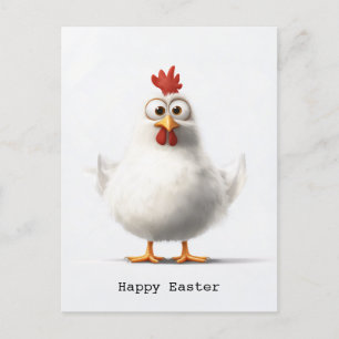 Carte Postale Poulet de caricature adorable avec Plumes blanches