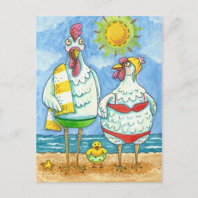 Carte Postale POULET DE LA MER, DESSIN FAMILIAL FUN Drôle (Devant)