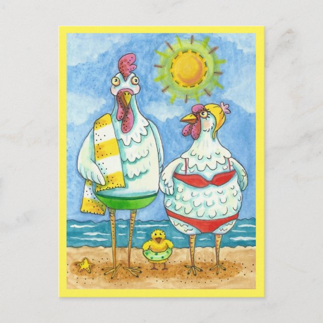 Carte Postale POULET DE LA MER, DESSIN FAMILIAL FUN Funny Post (Devant)