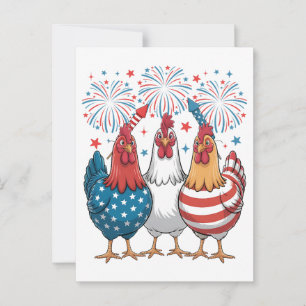 Carte Postale Poulet drapeau américain patriotique 4 juillet