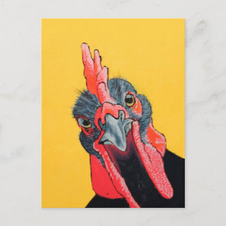 Carte Postale poulet en colère en jaune