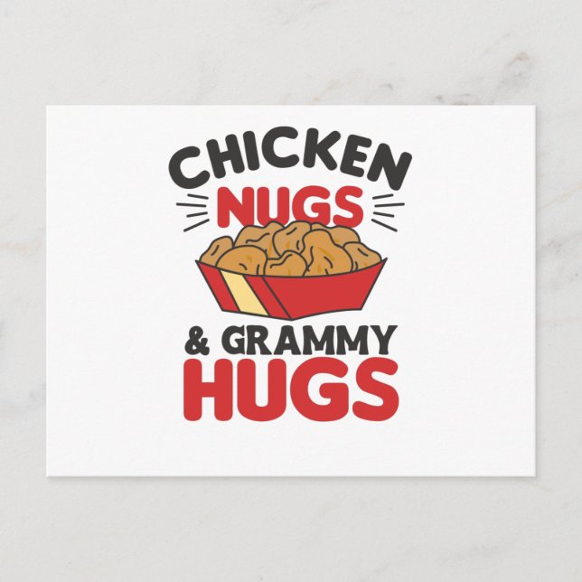 Carte Postale Poulet Nugs Et Grammy Hugs Drôle Nourriture Nugget (Devant)
