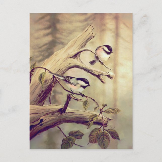 Carte Postale POULET sur une BRANCHE par SHARON SHARPE (Devant)