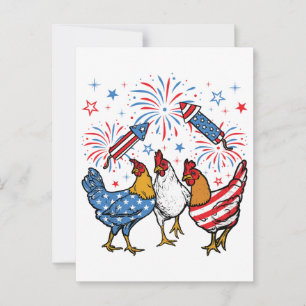 Carte Postale Poulet USA Drapeau Patriotique 4 juillet