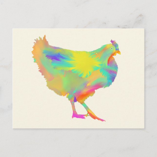Carte Postale Poulets colorés Cute Farm Animal Peinture (Devant)
