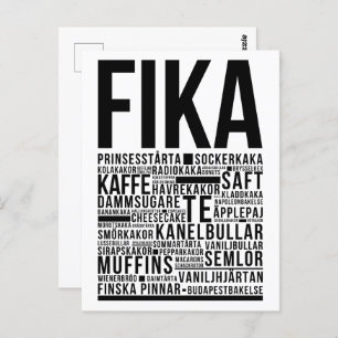 Carte Postale Poulets de café sucré Fika Poster de typographie