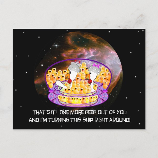 Carte Postale Poulets spatiaux (Devant)