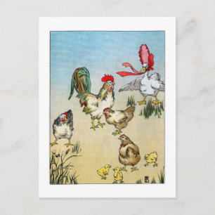 Carte Postale Poulets vintages et oies