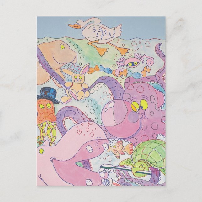 Carte Postale poulpe et amis (Devant)