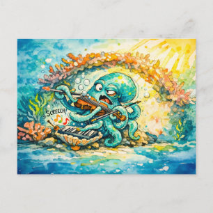 Carte Postale Poulpe jouant du violon et du piano