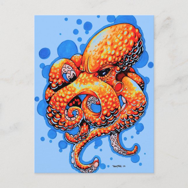 Carte Postale poulpe orange (Devant)