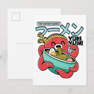 Carte Postale Poulpe Ramen le plus savoureux – Fun Kawaii Noodle