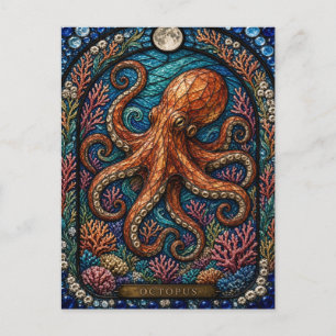 Carte Postale Poulpe, Verre teinté Orb corail