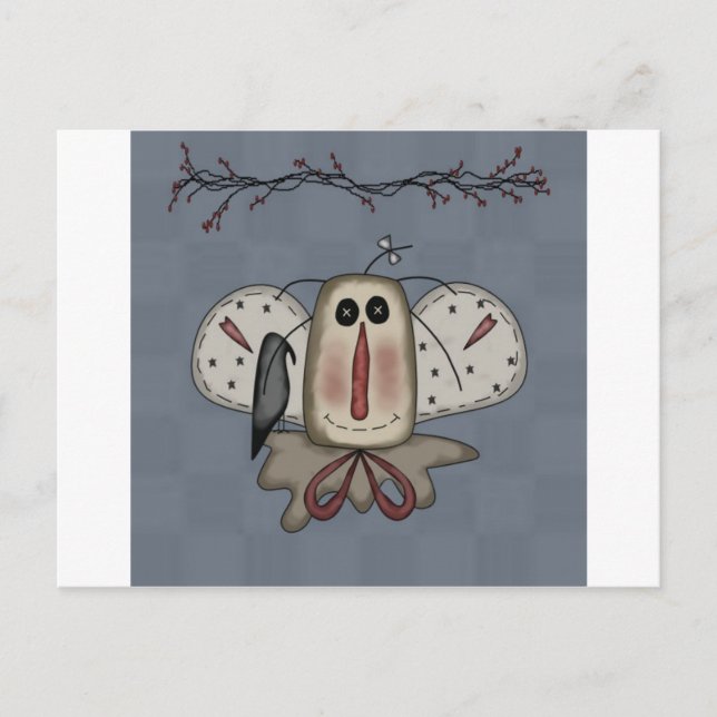 Carte Postale Poupée Annie Raggy Avec Corbeau (Devant)