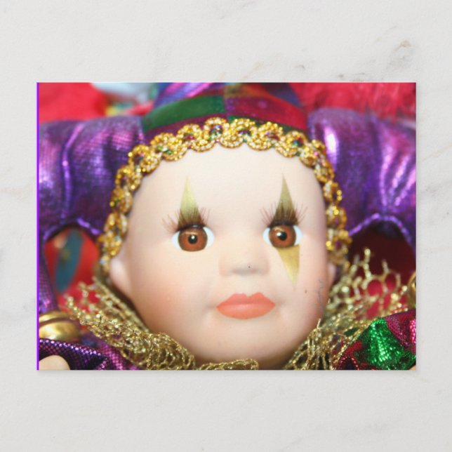 Carte Postale Poupée clown Mardi Gras (Devant)