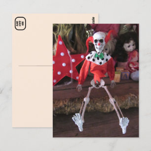Carte Postale Poupée Clown Squelette Halloween 