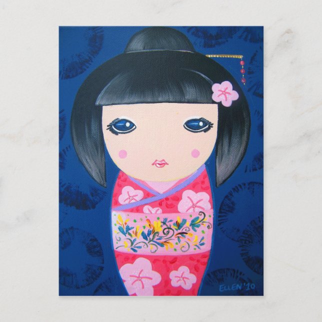 Carte Postale Poupée de Kokeshi - Harumi (Devant)