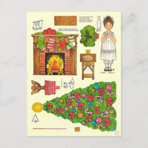 Carte Postale Poupée en papier de Noël 🤶 Jouet vintage