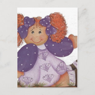 Carte Postale Poupée farcie fille aux cheveux rouges