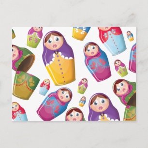 Carte Postale Poupée Matriochka - Motif de poupées russes emboît