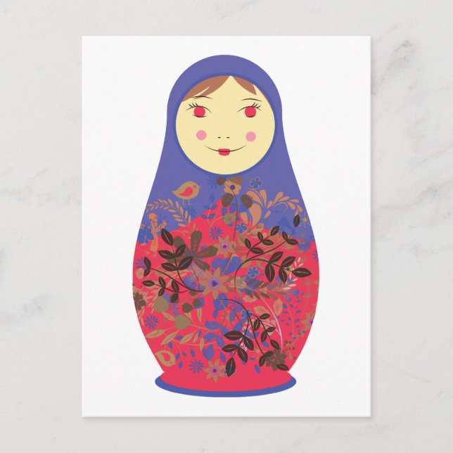 Carte Postale Poupée Matryoshka 2 ~ Russe / Nidification Babushk (Devant)