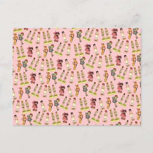 Carte Postale Poupées de papier vintage (Devant)