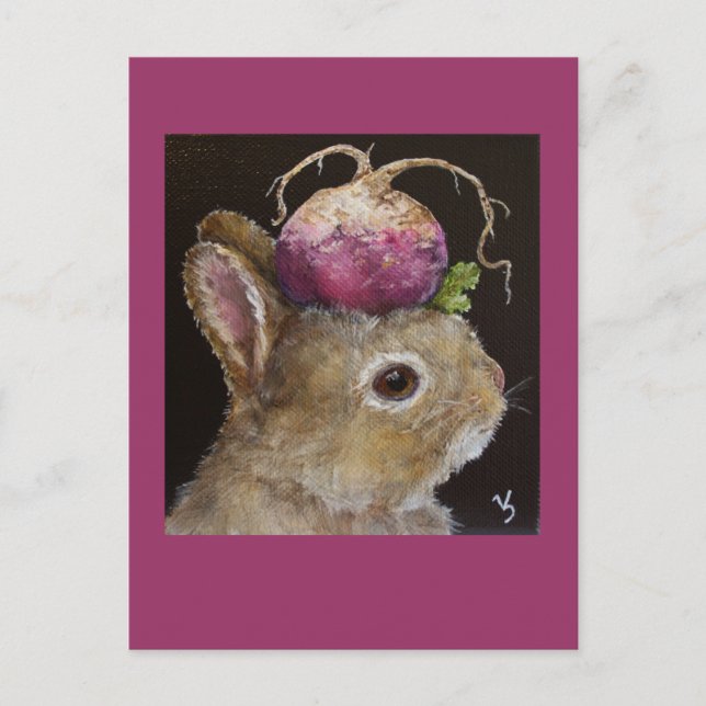 carte postale pour bébé lapin à navet (Devant)