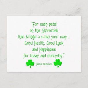 Carte Postale Pour chaque pétale sur le shamrock...