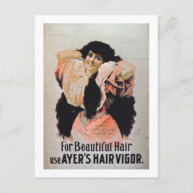 Carte Postale 'Pour de beaux cheveux utiliser Ayer's Hair Vigor' (Devant)