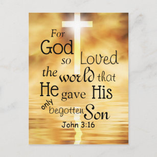 Carte Postale Pour Dieu si aimé le monde Jean 3:16 Bible Verse