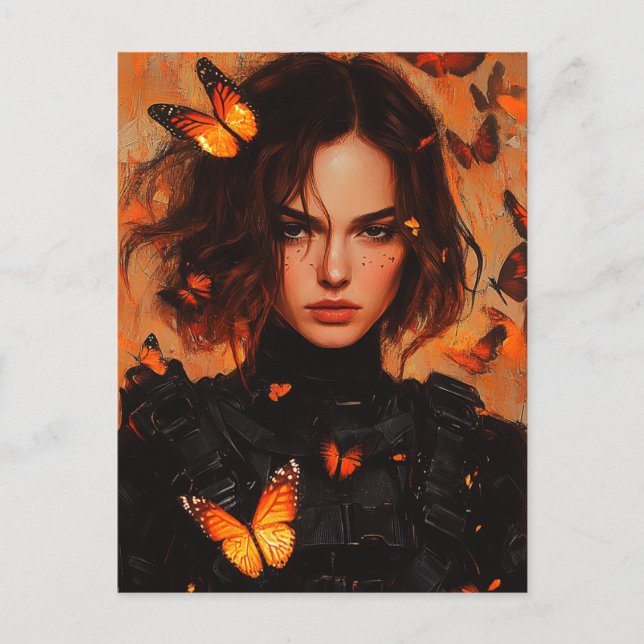 Carte postale pour femme papillon (Devant)