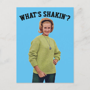 CARTE POSTALE POUR FEMME RETRO DES ANNÉES 1960