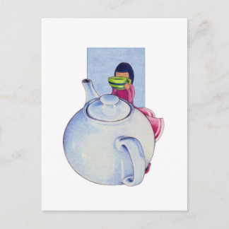 Carte postale pour fille avec thé