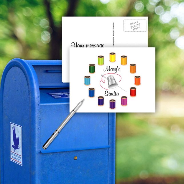 Carte postale pour la couture, les aiguilles et le (Postcard for Sewing, Needle and Threads. Tell your friends about your latest project. )