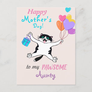 Carte Postale Pour la Fête des mères de tante mignonne Kitty Bal