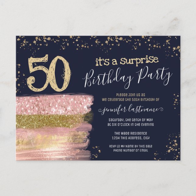 Carte postale pour la fête surprise des 50 ans ave (Devant)