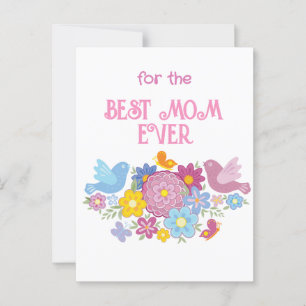 Carte Postale Pour la meilleure maman qui soit fleurs et papillo