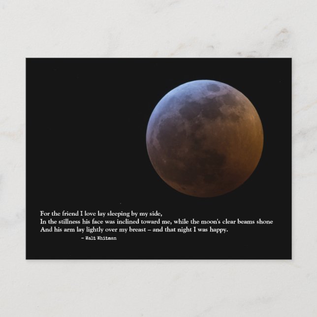 Carte Postale "Pour l'ami que j'aime" Walt Whitman Love Poem (Devant)