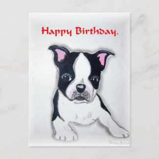 Carte postale pour l'anniversaire de Boston Terrie