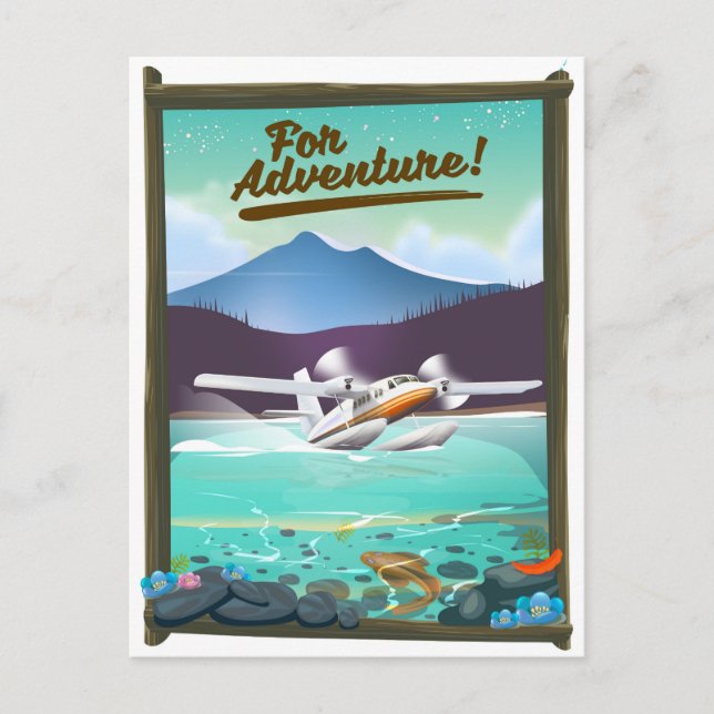 Carte Postale Pour l'aventure ! Affiche de voyage en hydravion (Devant)