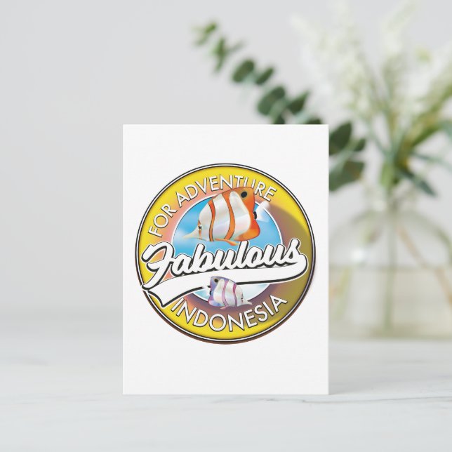 Carte Postale Pour le logo de l'Indonésie fabuleuse d'aventure (Debout devant)